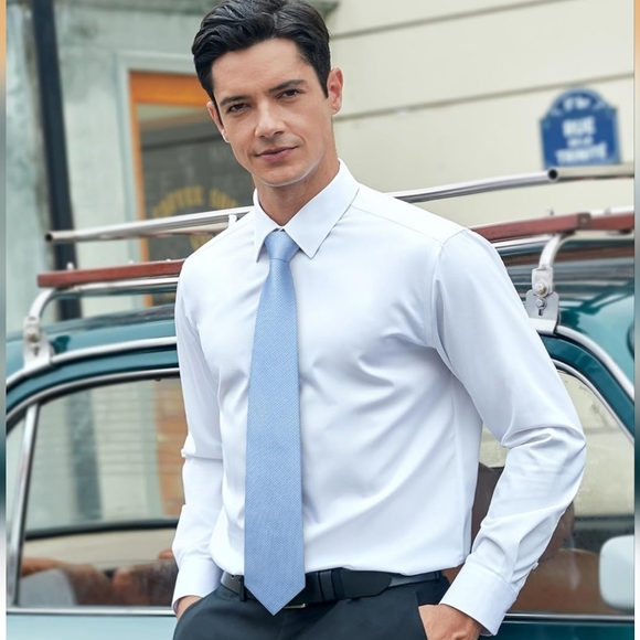 NEW! Pastel Blue Neck Tie and Pocket Square Set - Picture 4 of 4